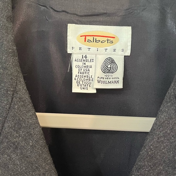 Talbot’s Petites Cropped 100% Wool Blazer Charcoal Gray Sz 14P - Picture 9 of 13